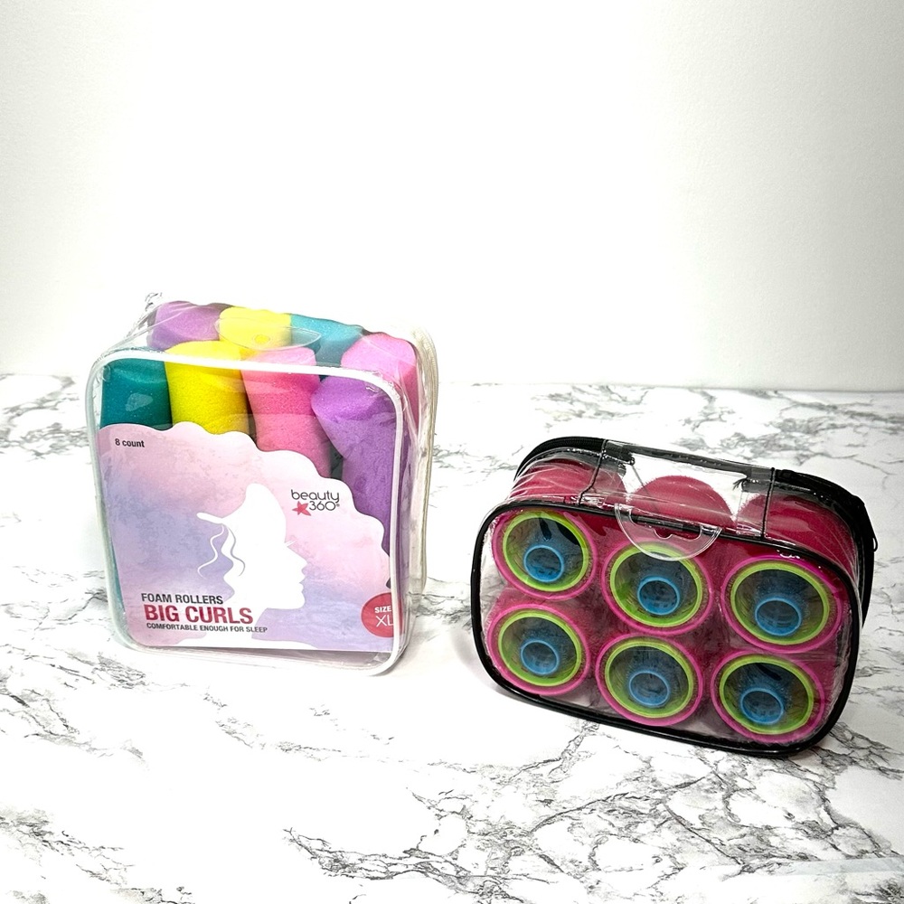2 Sets of Volumizing Hair Foam & Self Grip Rollers, Assorted Sizes